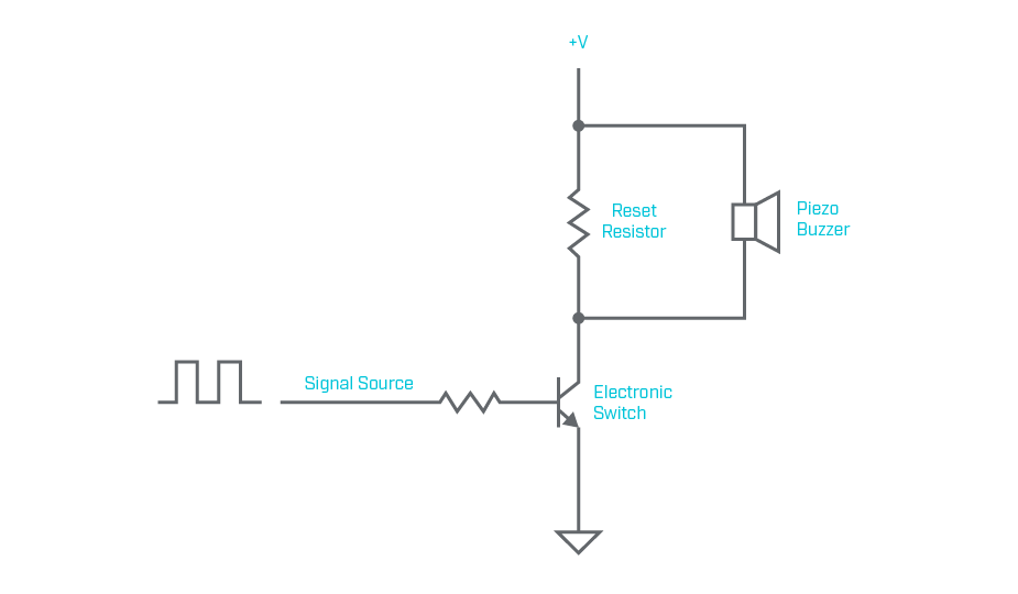 Diagram of a basic piezo transducer drive circuit