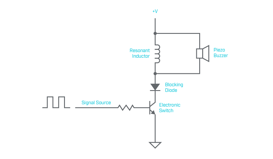 Diagram of a resonant piezo transducer drive circuit