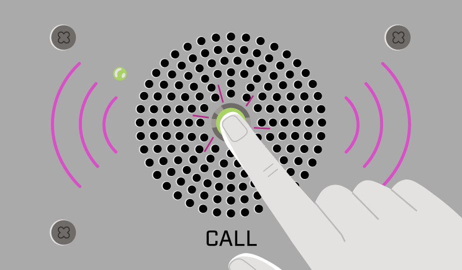 Closeup image of an intercom system grille design
